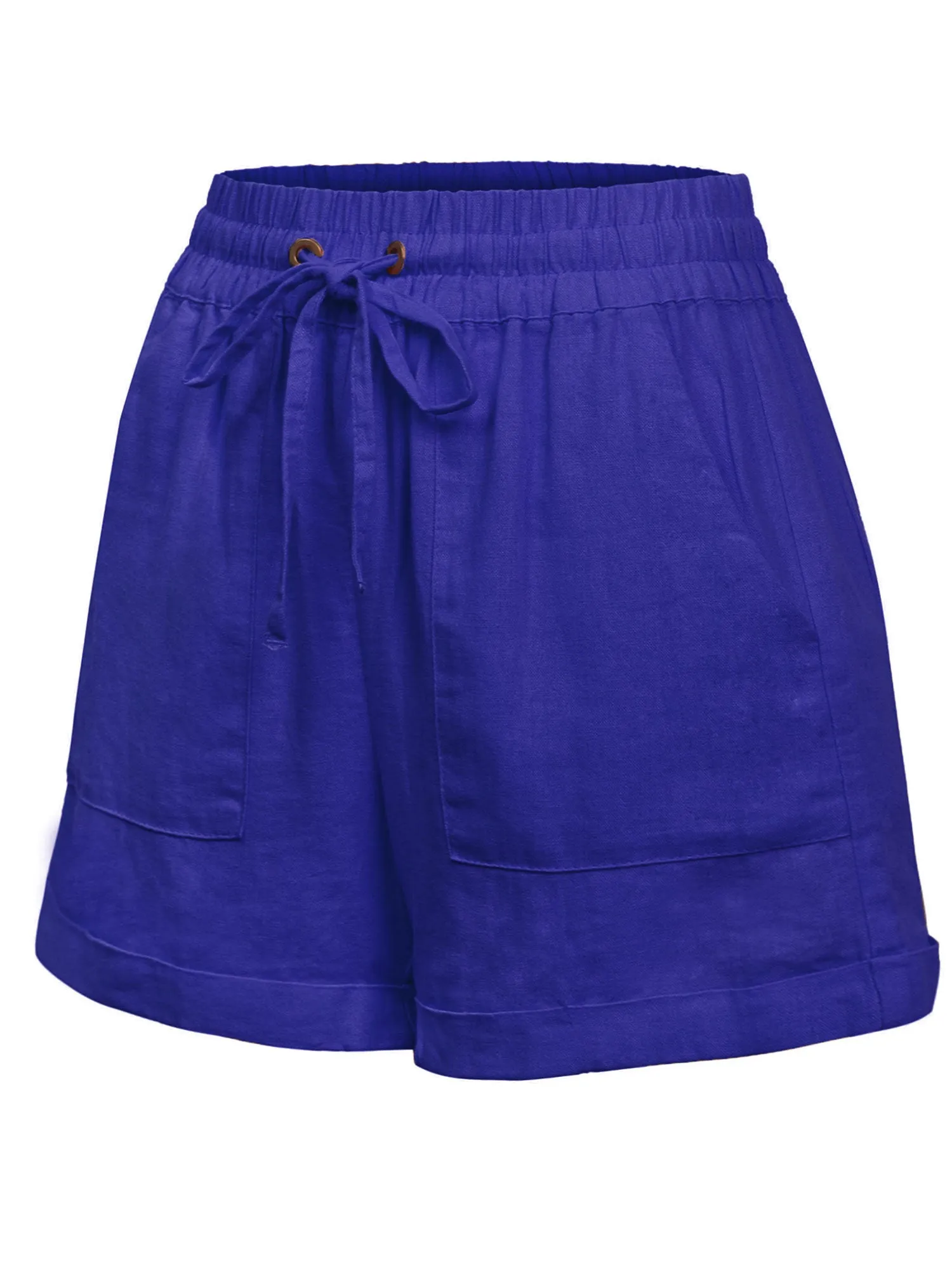 Womens Lightweight Linen Shorts with Drawstring and Pockets