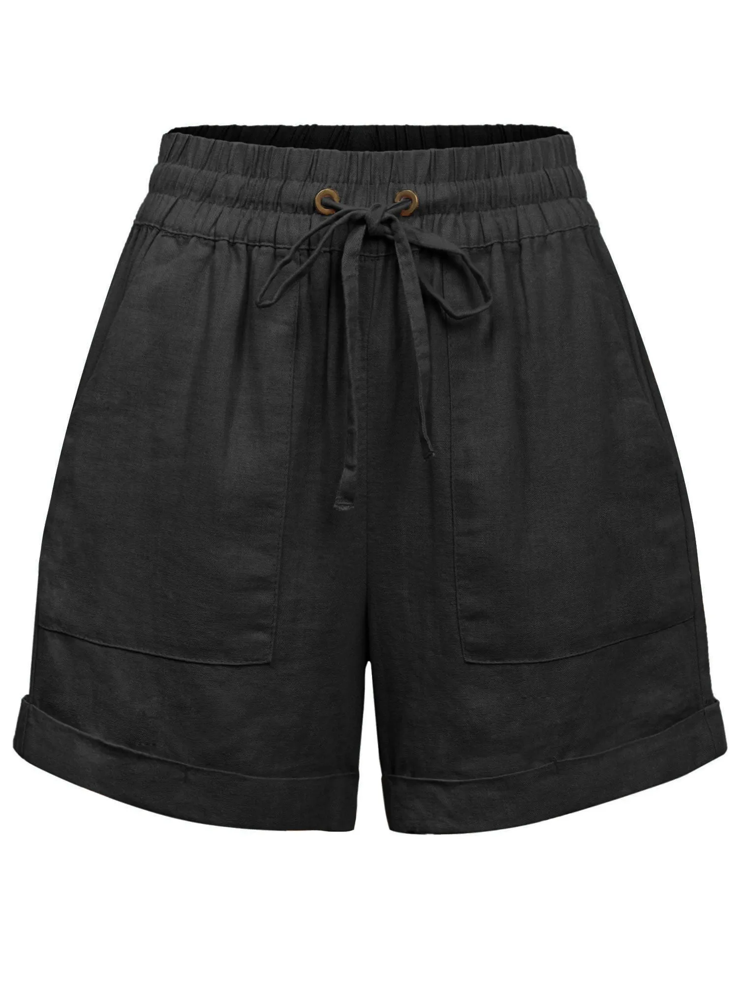 Womens Lightweight Linen Shorts with Drawstring and Pockets