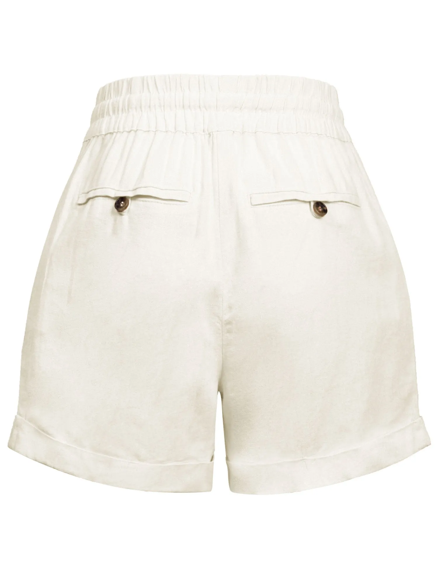 Womens Lightweight Linen Shorts with Drawstring and Pockets