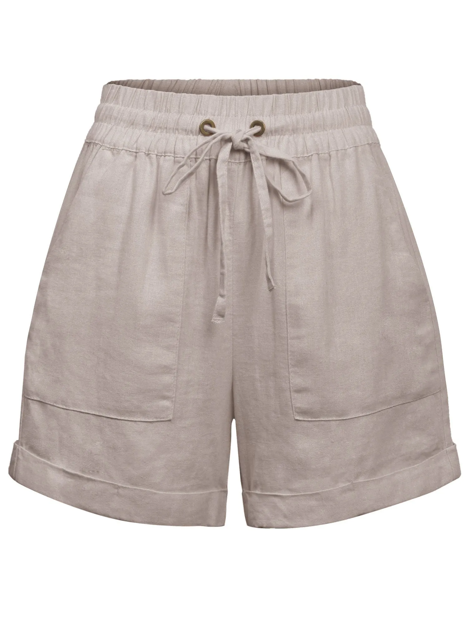 Womens Lightweight Linen Shorts with Drawstring and Pockets