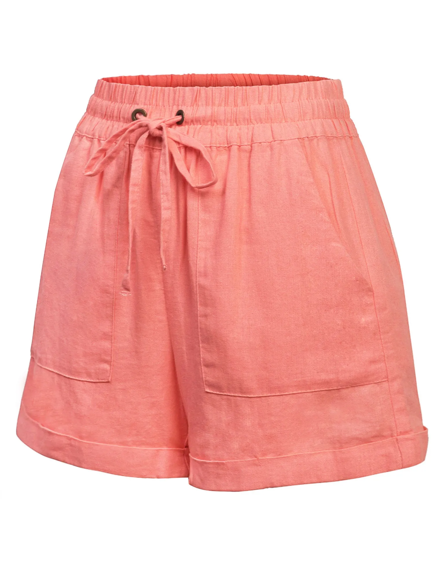 Womens Lightweight Linen Shorts with Drawstring and Pockets