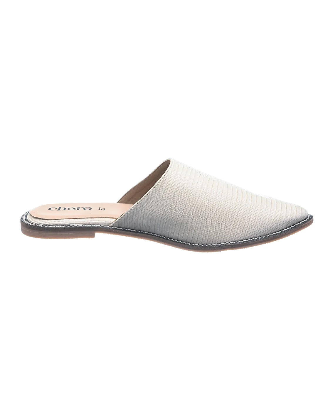 Women's White Textured Mules