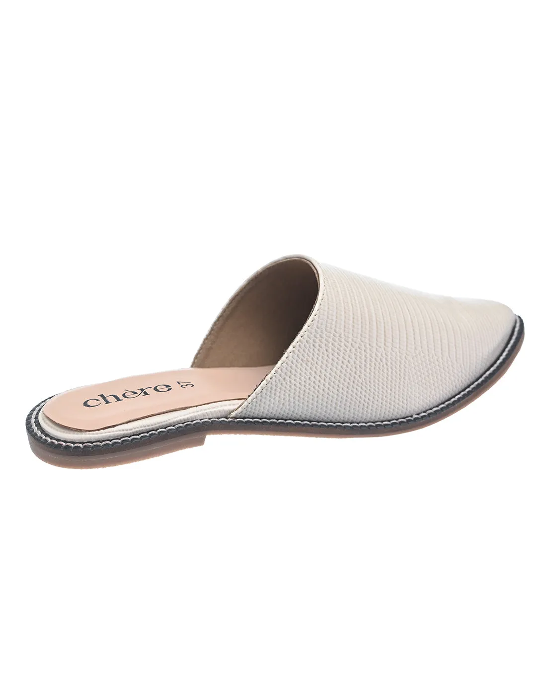 Women's White Textured Mules