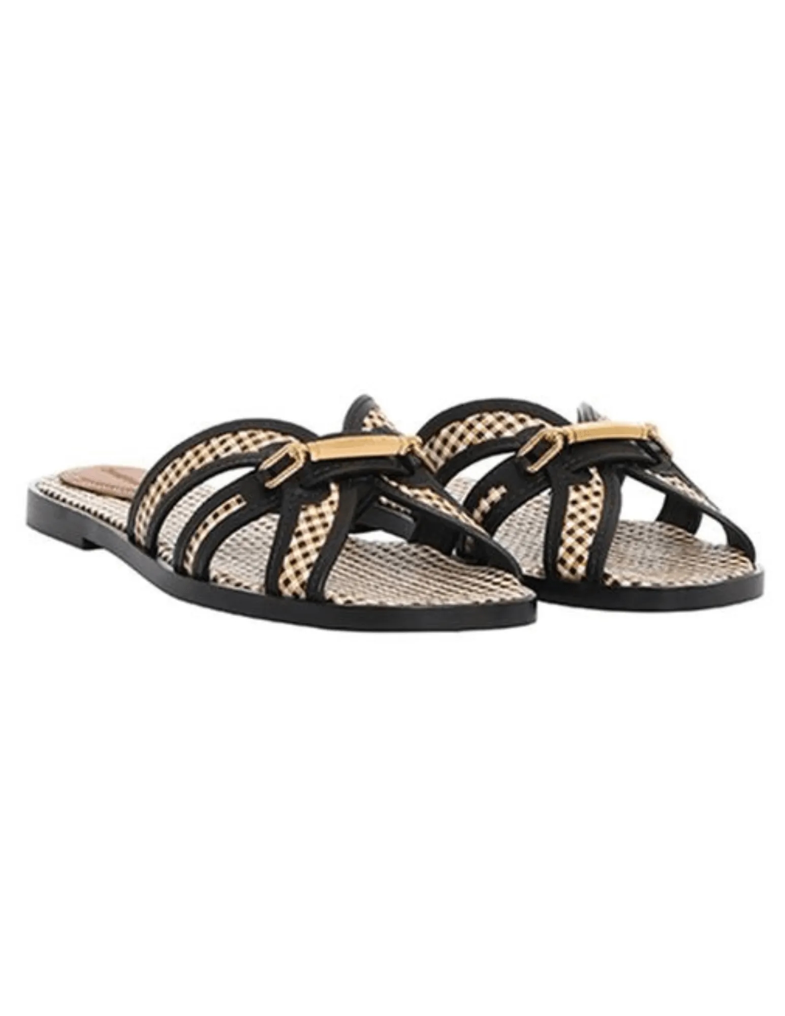 Zimmermann Prisma Raffia Leather Slide