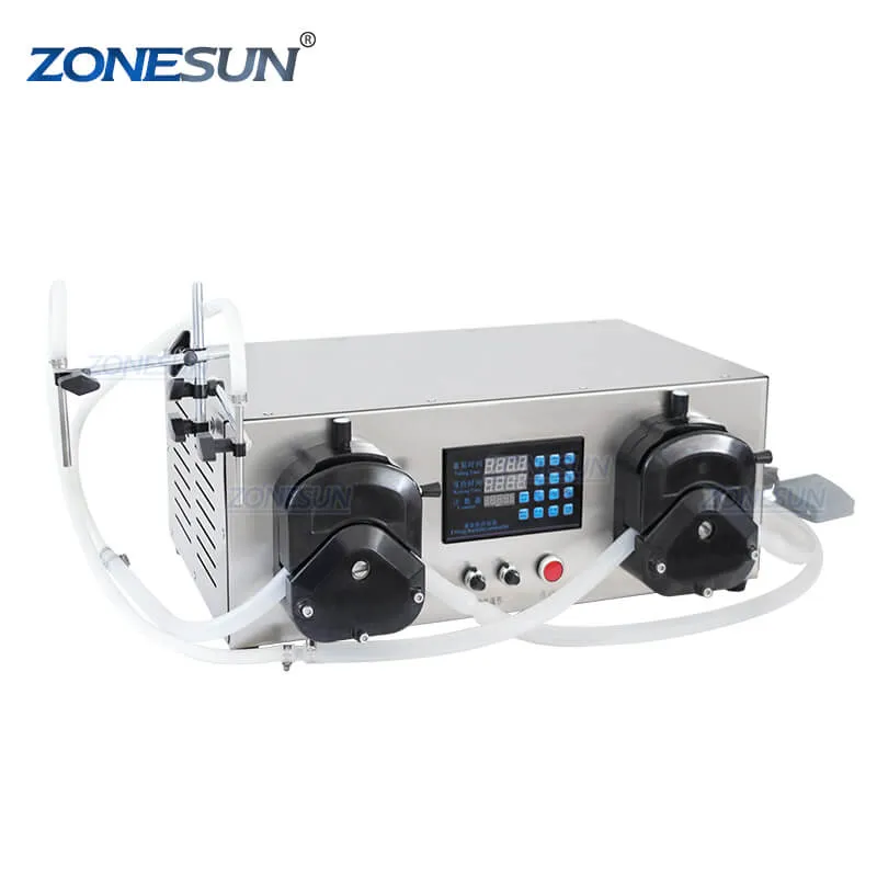 ZS-YTPPR2 Double Heads Semi-automatic Peristaltic Pump Large Bottle Liquid Juice Beverage Soy Sauce Oil PerfumeFilling Machine